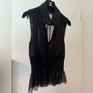 Chanel Sheer Peplum Tank Top
